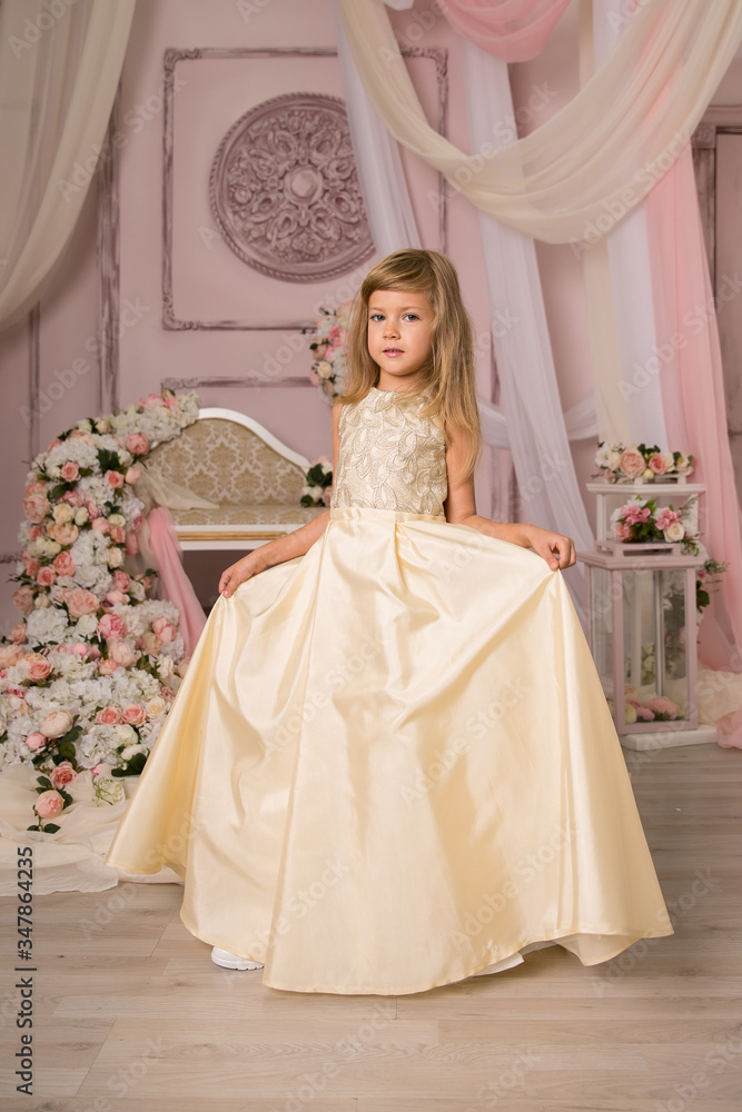 Little girl princess in beautiful holiday dress