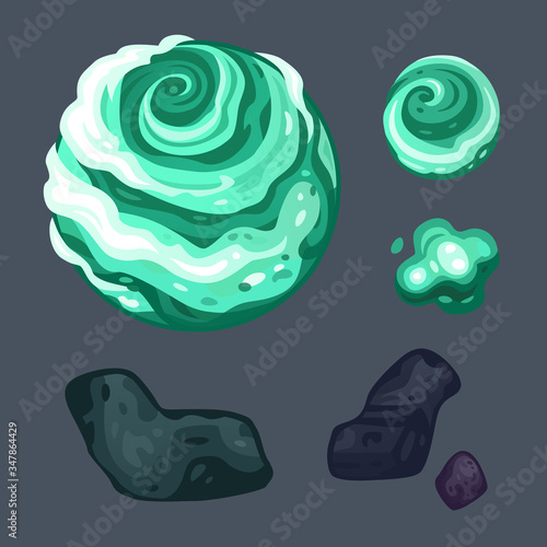 Space objects set. Vector illustration