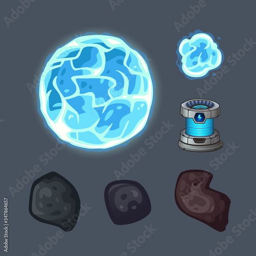 Space objects set. Vector illustration