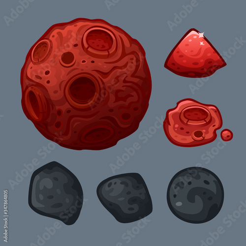 Space objects set. Vector illustration