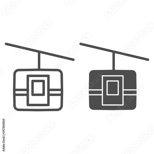Funicular wagon line and solid icon, transport symbol, cableway vector sign on white background, funicular railway icon in outline style for mobile concept and web design. Vector graphics.