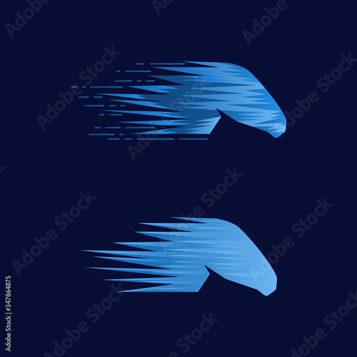 The concept of technology logo design with blue horse character.
