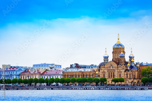 Church of Dormition or Uspeniya Presvyatoy Bogoroditsy on embankment Leytenanta Shmidta, Saint Petersburg, Russia