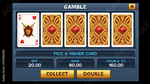 Gamble screen for slot game. Vector illustration