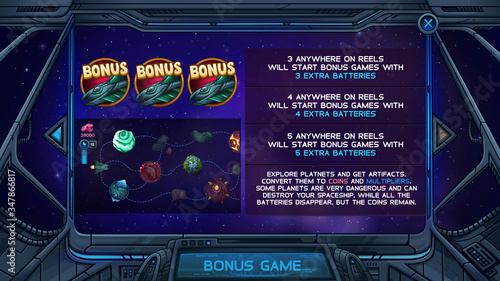 Info screen for slot game. Vector illustration