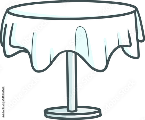 Simple table with white clean tablecloth for dinner