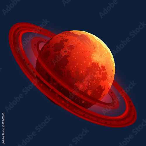 Red planet icon for space slot game. Vector illustration