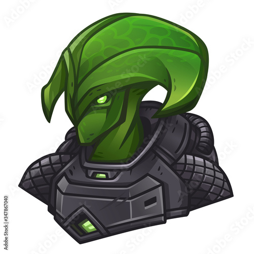 Green alien icon for space slot game. Vector illustration