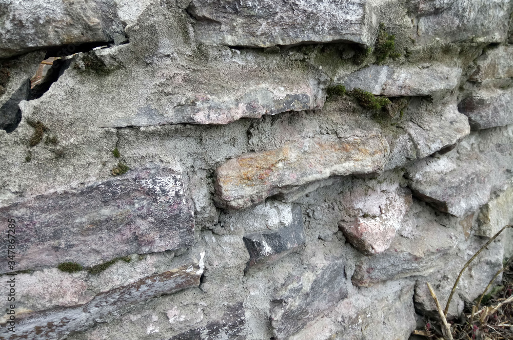 decorative wall of natural stones close-up