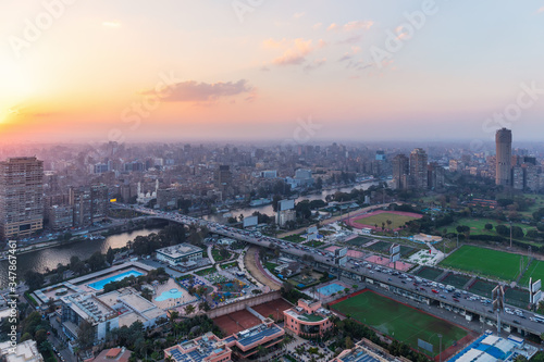 Cairo downtown sunset view, the Nile and the Gezira island, Egypt © AlexAnton