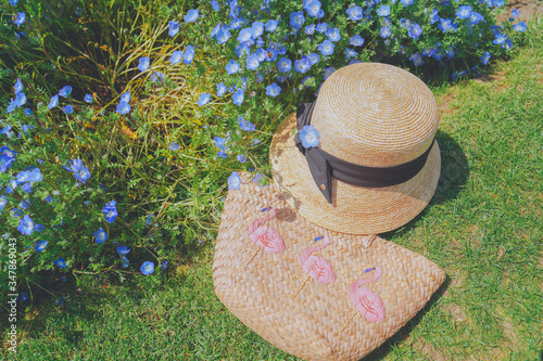 summer hat on the grass