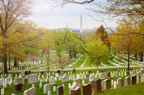 Εκτύπωση καμβά View on Washington Monument obelisk from Arlington cemetery VA, USA