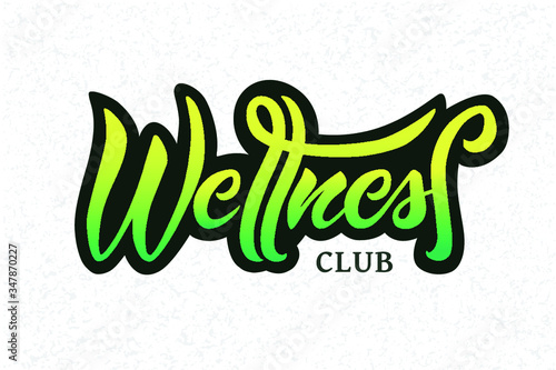 Vector Illustration of Wellness text for logotype, badge, tag and icon. It can be used for packaging design with cosmetics, card, hotel sign board ore shop banner template. Modern calligraphy.