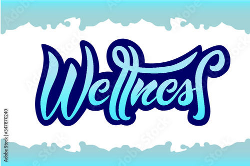 Vector Illustration of Wellness text for logotype, badge, tag and icon. It can be used for packaging design with cosmetics, card, hotel sign board ore shop banner template. Modern calligraphy.