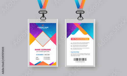 Abstract Simple Gradient Color Id Card Design, Professional Identity Card Vector Template 