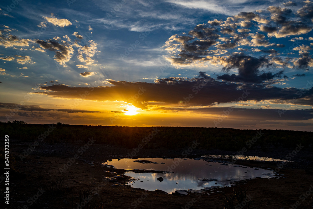 Obraz premium Sunset at Moringa Waterhole
