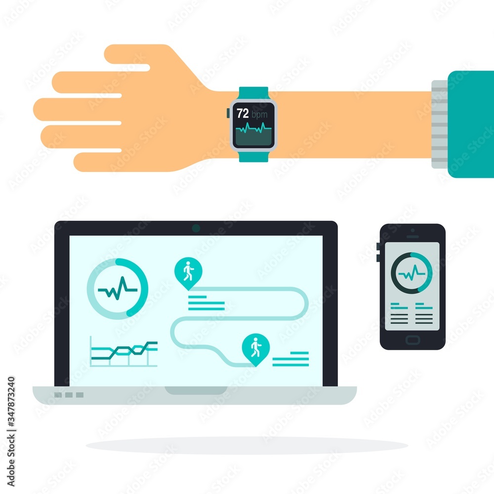 Fitness trackers vector icon flat isolated. Fitness trackers vector icon flat isolated.