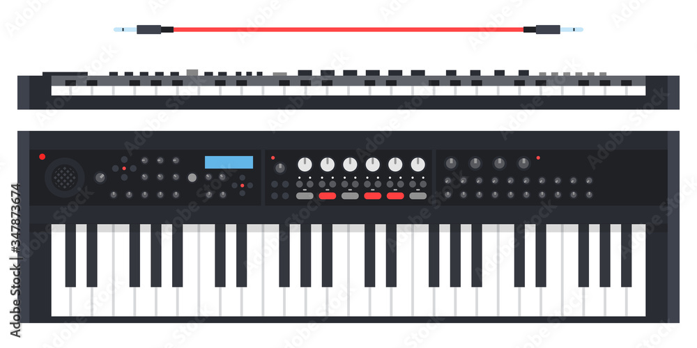 Electronic keyboard musical instrument synthesizer Musician vector icon flat isolated illustration. Electronic keyboard musical instrument synthesizer Musician vector icon flat isolated illustration.