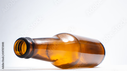 Single Recyclable glass bottles over white background