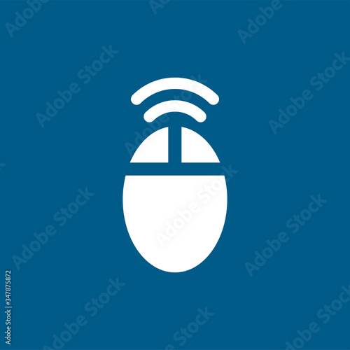 Wifi Mouse Icon On Blue Background. Blue Flat Style Vector Illustration