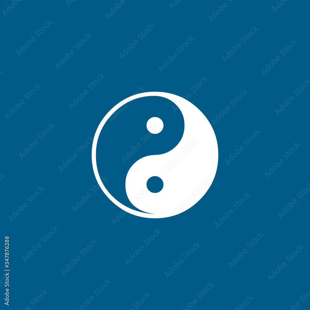 Yin And Yang Icon On Blue Background. Blue Flat Style Vector Illustration Yin And Yang Icon On Blue Background. Blue Flat Style Vector Illustration