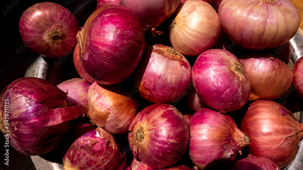 close up view of onion gathering