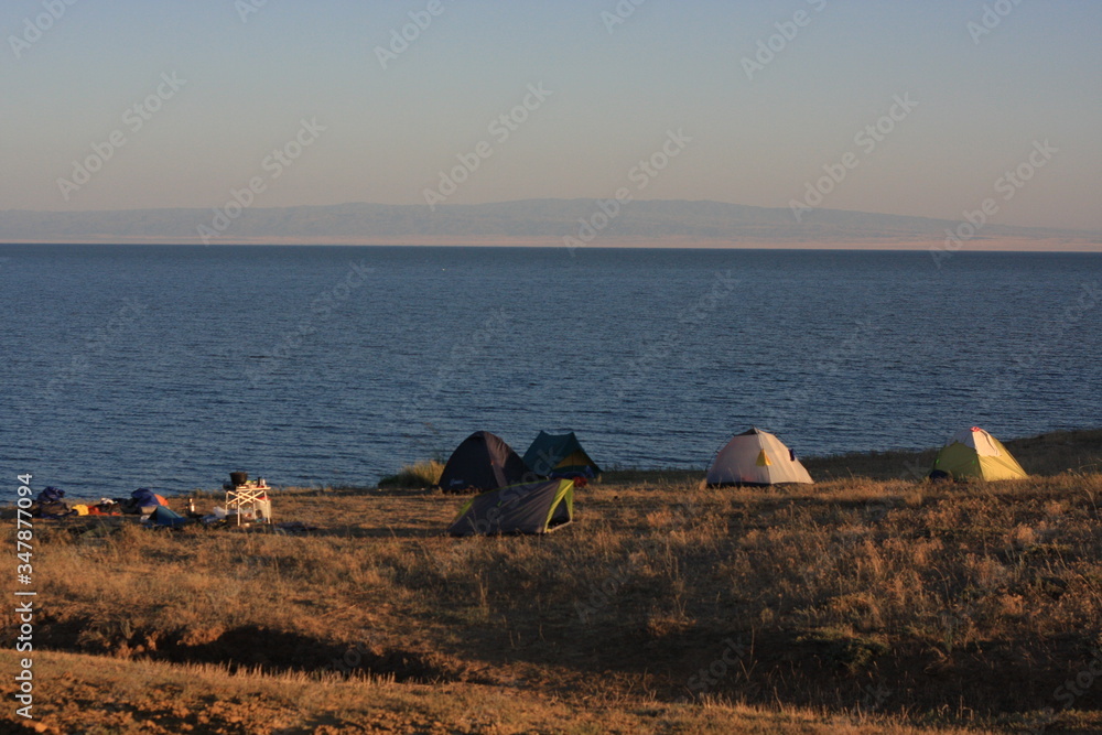 Tents camping at the sea