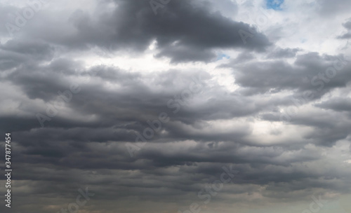 Dark storm clouds before rain used for climate background. Clouds become dark gray before raining.