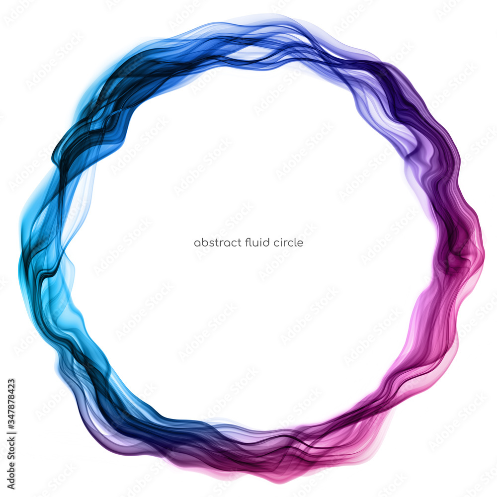 Abstract circle lines round ring frame by colorful transparent fluid flowing isolated on white background with empty space for text. Abstract circle lines round ring frame by colorful transparent fluid flowing isolated on white background with empty space for text.