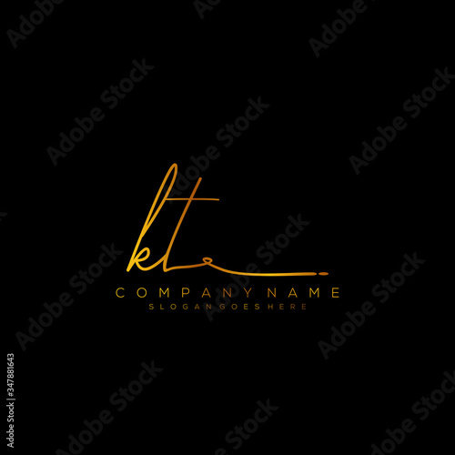 Letter KT Signature Logo Template Vector