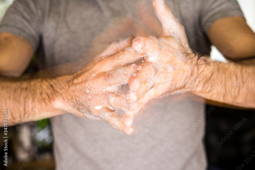 Washing hands rubbing with soap man for corona virus prevention, hygiene to stop spreading coronavirus Washing hands rubbing with soap man for corona virus prevention, hygiene to stop spreading coronavirus