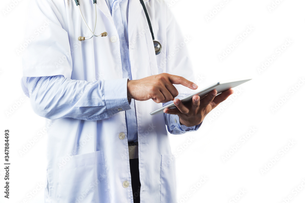Doctor holding stethoscope isolated on white background, Healthcare and Medicine concept Doctor holding stethoscope isolated on white background, Healthcare and Medicine concept
