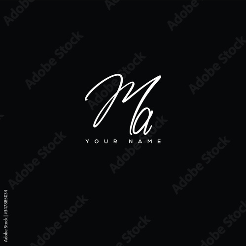 M A MA Initial letter handwriting and signature logo.	
