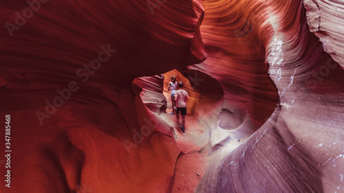 Walking into Lower Antelope Canyon, Arizona, US. In the heart of Lower Antelope Calyon