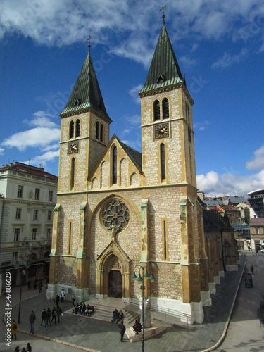 Katedrala Srca Isusova the main catholic church in the city center of Sarajevo, Bosnia