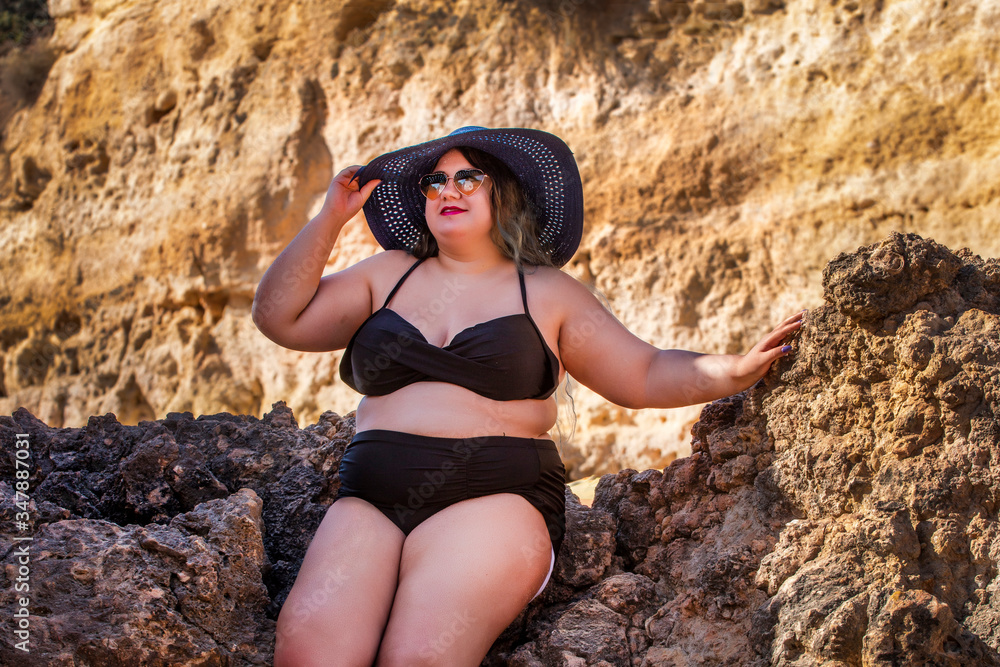 woman with black bikini