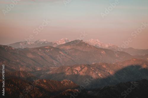 sunrise over the mountains, The Slovenian Alps