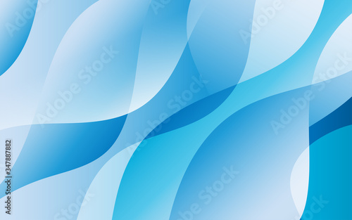Water waves white and light blue tones curve patterns overlapping, abstract background vector illustration