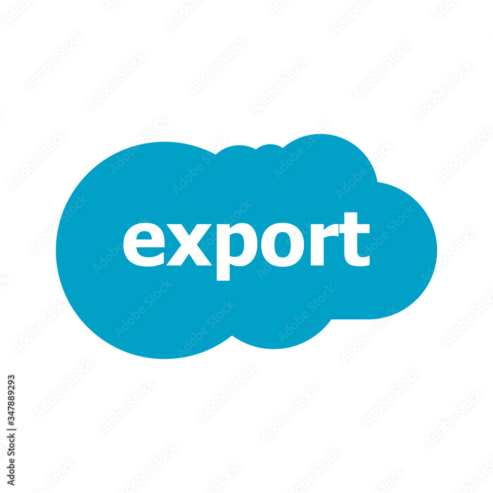 Export word on abstract blue speech bubble isolated on white background. Text Export Export word on abstract blue speech bubble isolated on white background. Text Export