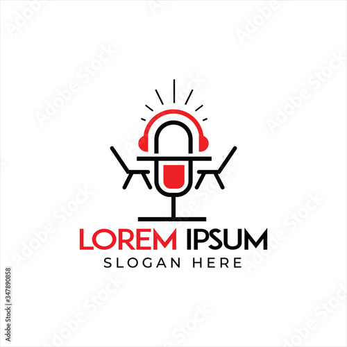Podcast logo deisgn template vector eps