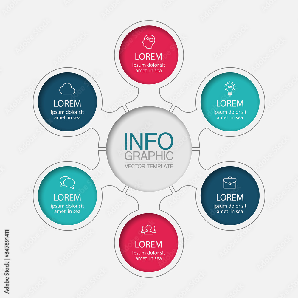 Vector iInfographic template for business, presentations, web design, 6 options. Vector iInfographic template for business, presentations, web design, 6 options.
