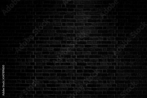 Old black brick wall texture background.