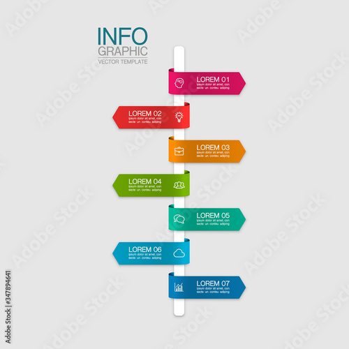 Vector iInfographic template for business, presentations, web design, 7 options.