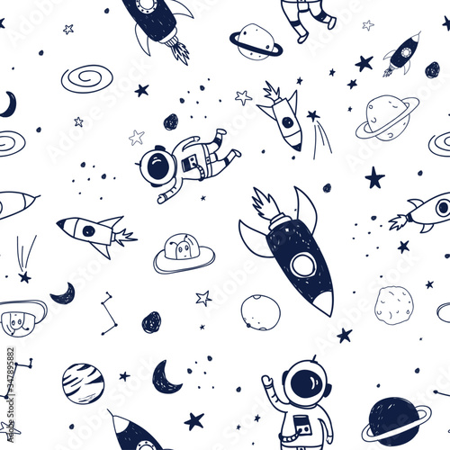 Space seamless pattern print design. Vector illustration design for fashion fabrics, textile graphics, prints.