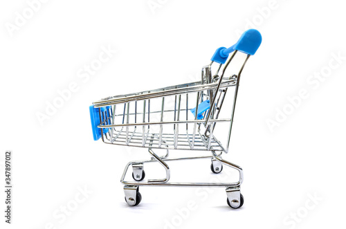 A blue shopping cart isolated on white background © Tania