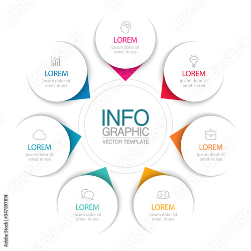 Vector iInfographic template for business, presentations, web design, 7 options.
