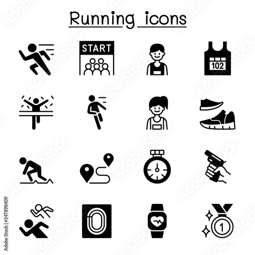 Running competition icon set vector illustration graphic design