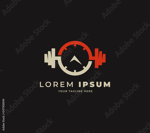 sports fitness time logo design vector