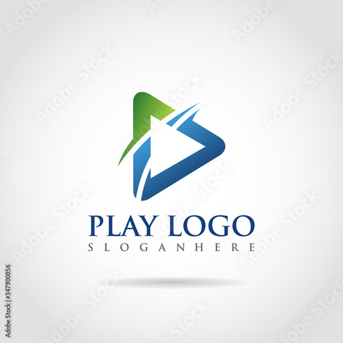 Abstact Play template logo design. blue and green color. Vector illustrator eps.10 Free Download Abstact Play template logo design. blue and green color. Vector illustrator eps.10 - GFXLoad