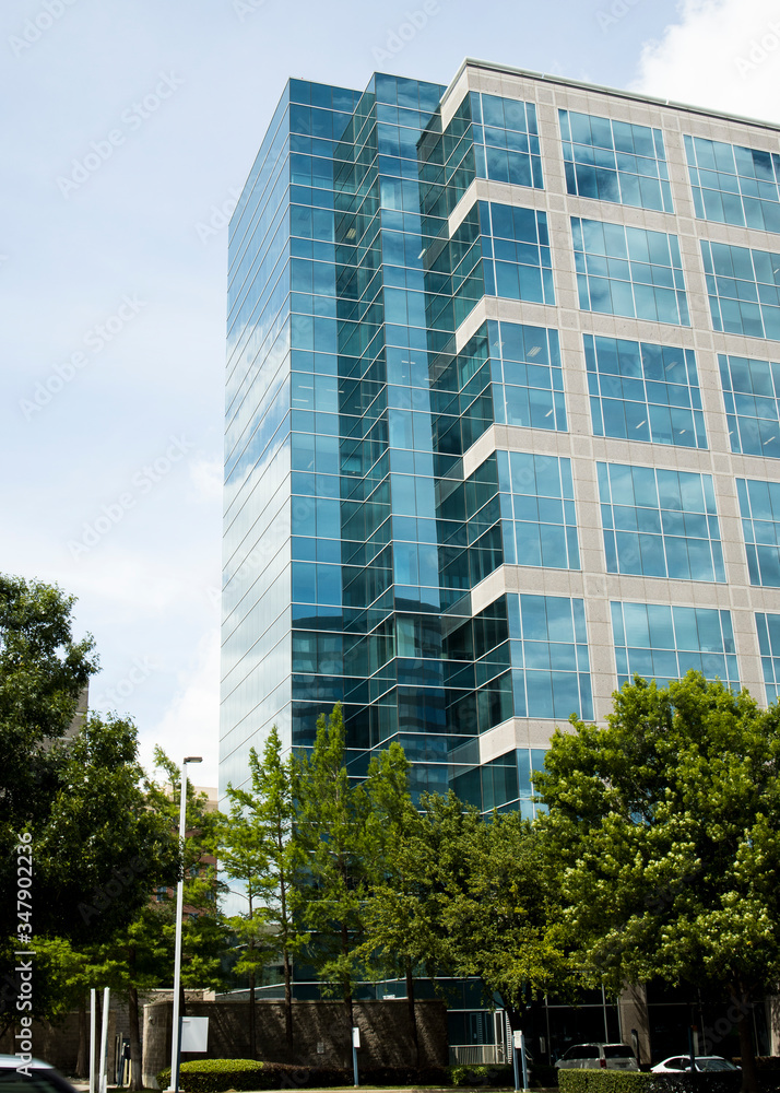 Obraz premium Modern Dallas, Texas glass and granite office tower workplace of the future